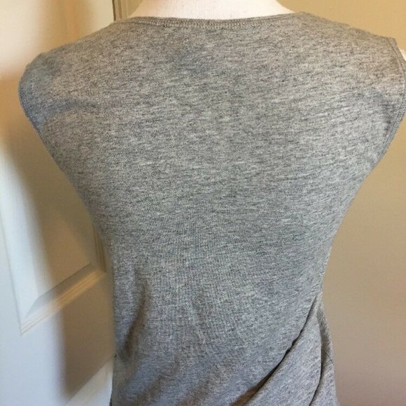 J.Crew Womens Size XXS Gray Bejeweled Orange Silver Tank Top Cotton T-Shirt - Picture 9 of 9